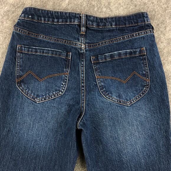 Cleo+Wolf Jeans Womens 29 Blue Straight Leg High Rise Distressed Medium Wash - Picture 5 of 12